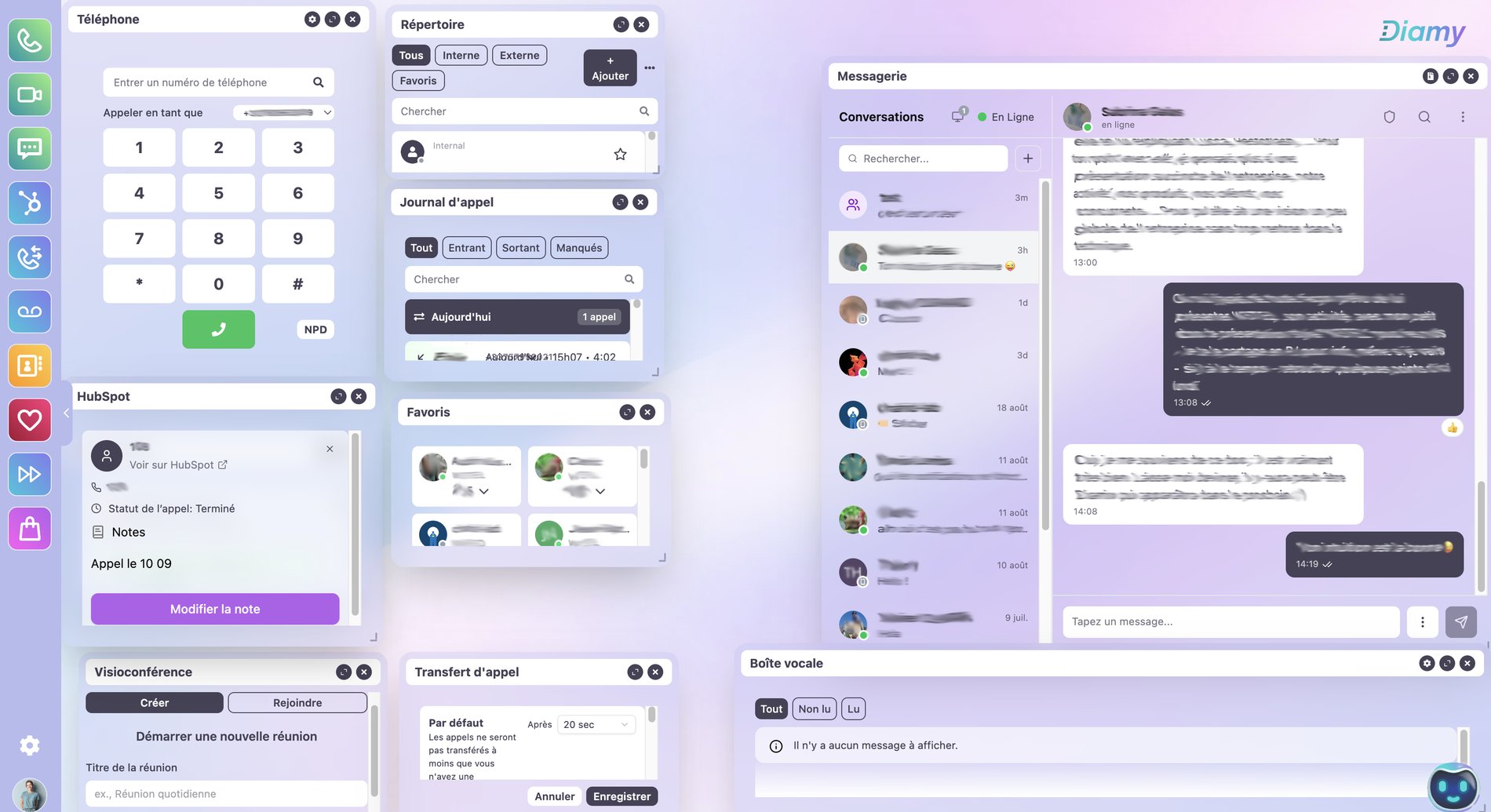 Interface Diamy · Espace de travail · clair