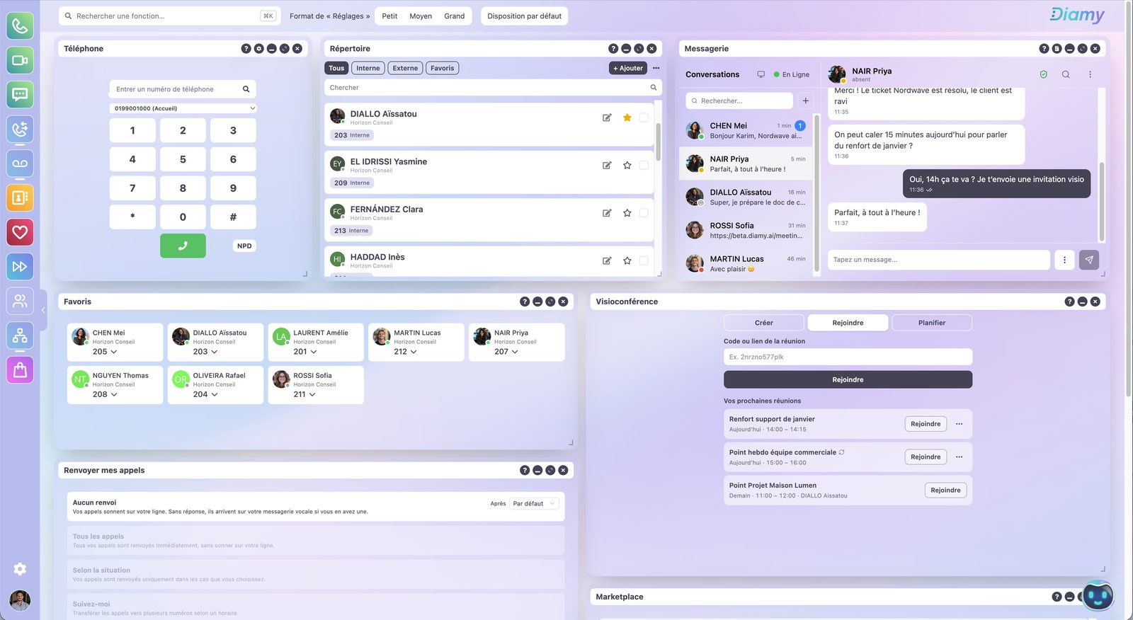 L'espace de travail Diamy
