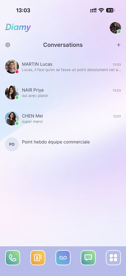 Diamy sur mobile