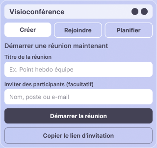 Visioconférence Diamy : Créer une réunion